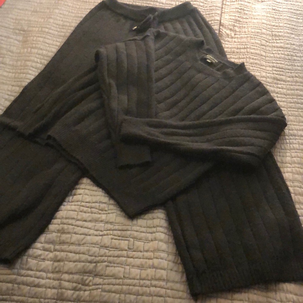 💯 Cashmere Cozy wide Ribbed Knit Sweater and Pants Set